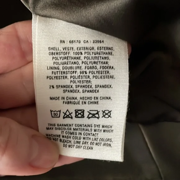 Anthropologie vegan leather, quilted dark olive jacket - Picture 7 of 10